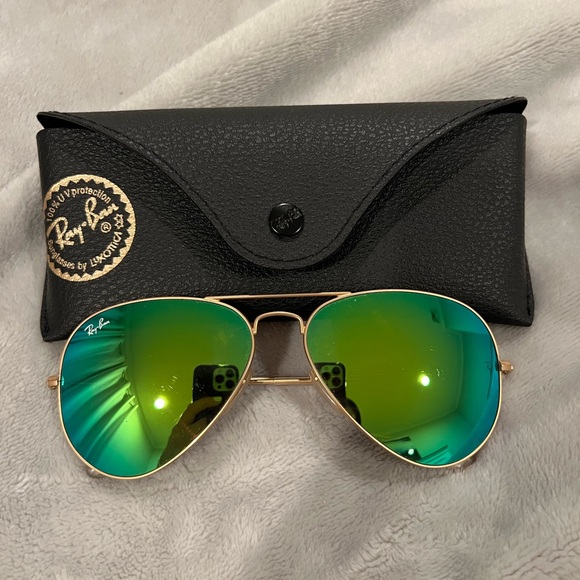 58mm green mirror ratban aviator sunglasses